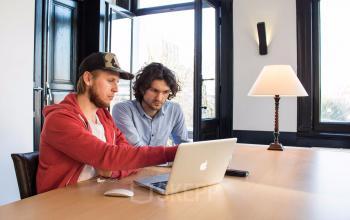 Working desks in authentic office building
