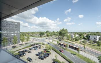 Amsterdam noord klaprozenweg nieuwbouw modern pand gebouw kantoorruimte flexwerkplek kantoorkamer creatief mooi uitzicht parkeerplaatsen aanwezig