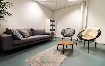 Multiple lounge spaces present in the office building