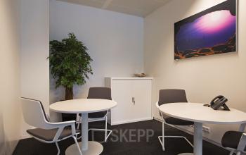kantoorruimte vergaderruimte spreekruimte schilderij plant tafel stoelen vloerbedekking kast huur kantoorruimte amsterdam zuidas