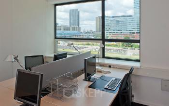office building working desks three