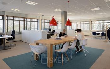 kantoorkamer gemeubileerd te huur apeldoorn kantoorpand vloerbedekking parket ramen uitzicht