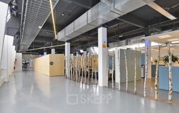 working places industrial room wood steel