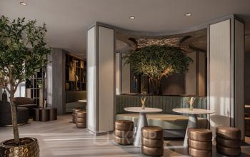 Moderne kantoorruimte huren op Diemerhof 42 in Diemen met stijlvolle inrichting, comfortabele zitplekken en sfeervolle natuurlijke elementen.