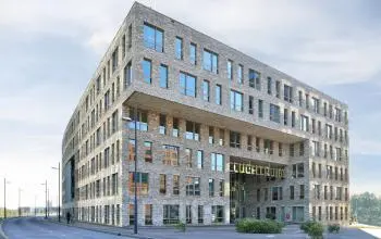 Modern kantoorpand op Flight Forum 120-159, Eindhoven Airport. Het exterieur toont een strak design met ruime ramen, ideaal voor bedrijven die kantoorruimte willen huren in een dynamische omgeving.