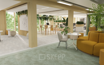 Modern kantoorpand gelegen aan Moutlaan 1-23 in Enschede, met open vloerplan en groen ingerichte werkruimtes. Ideaal voor bedrijven die kantoorruimte willen huren in een inspirerende omgeving.