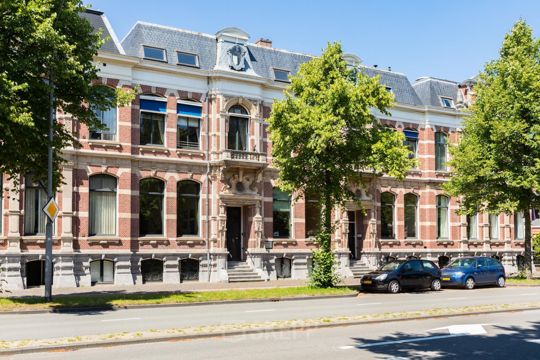 Klassiek kantoorpand gelegen aan Dreef 36 in Haarlem Zuid, met historische gevel en bomen voor de deur.