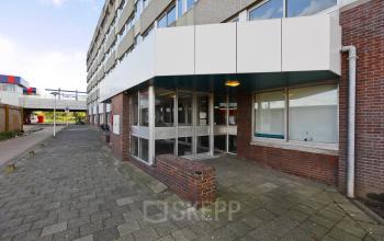 entrance office building white doors entrance