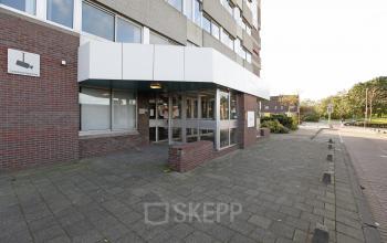 entrance office building white windows
