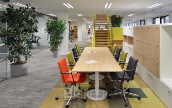 Working places with coloured chairs