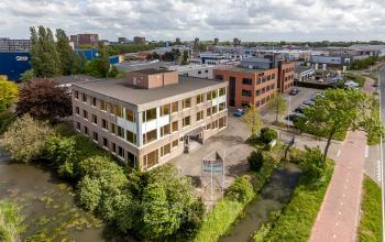 office building from above green environment