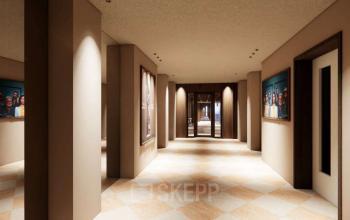 Lichte gang in kantoorpand op Coolsingel 139, Rotterdam Centrum, met kunstwerken aan de muren, geschikt voor kantoorruimte huren.