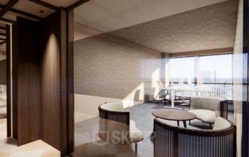 Moderne kantoorruimte op Coolsingel 139, Rotterdam Centrum met glazen wanden, stijlvol meubilair en veel natuurlijk licht. Ideaal om te huren voor een inspirerende werkdag.