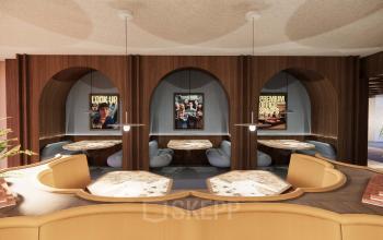 Stijlvolle kantoorruimte met een warme uitstraling, gelegen aan de Coolsingel 139, Rotterdam Centrum. De ruimte bevat meerdere zitplaatsen voor zakelijke ontmoetingen.