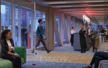 Moderne kantoorruimte op Coolsingel 75, met open vloerplan, comfortabele meubels en mensen die samenwerken. Ideaal voor bedrijven die een kantoor willen huren in het hart van Rotterdam Centrum.