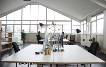 office room working desks windows bright