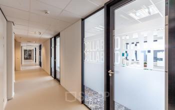hallway office rooms glass doors bright room