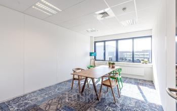 office room with nice blue carpet