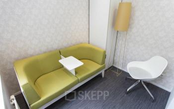 yellow couch lounge white chairs relaxing
