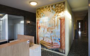 entrance desk painting wall