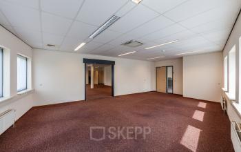 office room empty red carpet doors windows