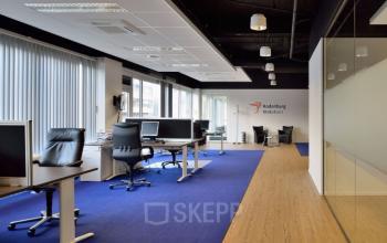 Blue carpet on floor working places